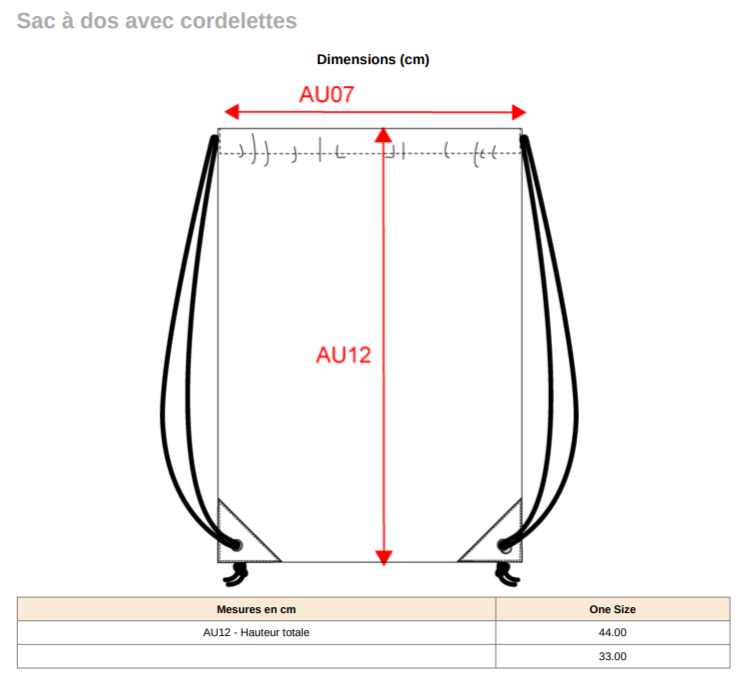 Sac à dos avec cordelettes